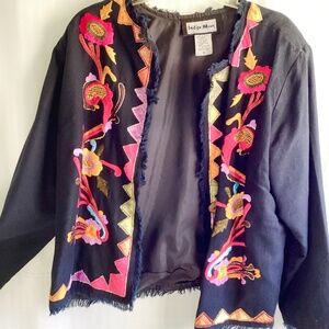 INDIGO MOON…  Colorful Embroidered Jacket, size 1X